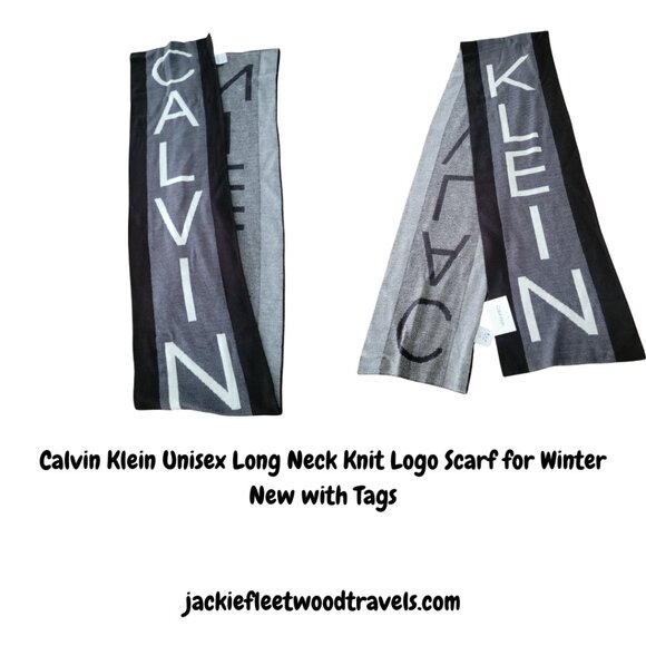 Calvin Klein Unisex Long Neck Knit Logo Scarf for Winter - Picture 1 of 7